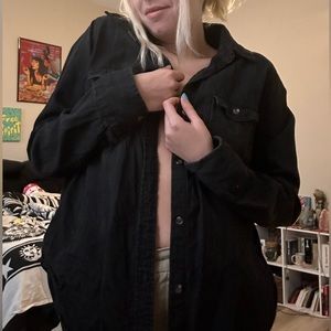 large button down black top